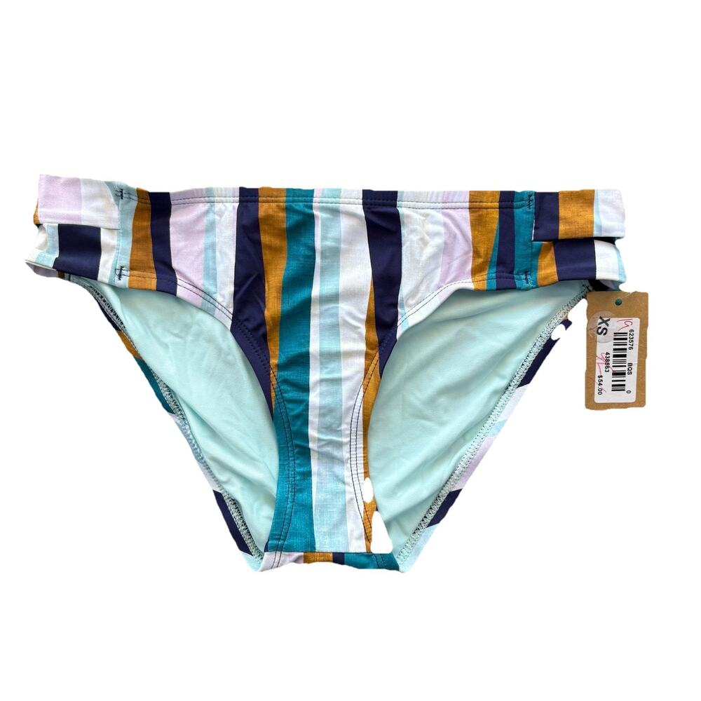 Title Nine Naiad Bikini Bottom Swimwear Striped UPF 50 Low Rise Size (XS) NWT